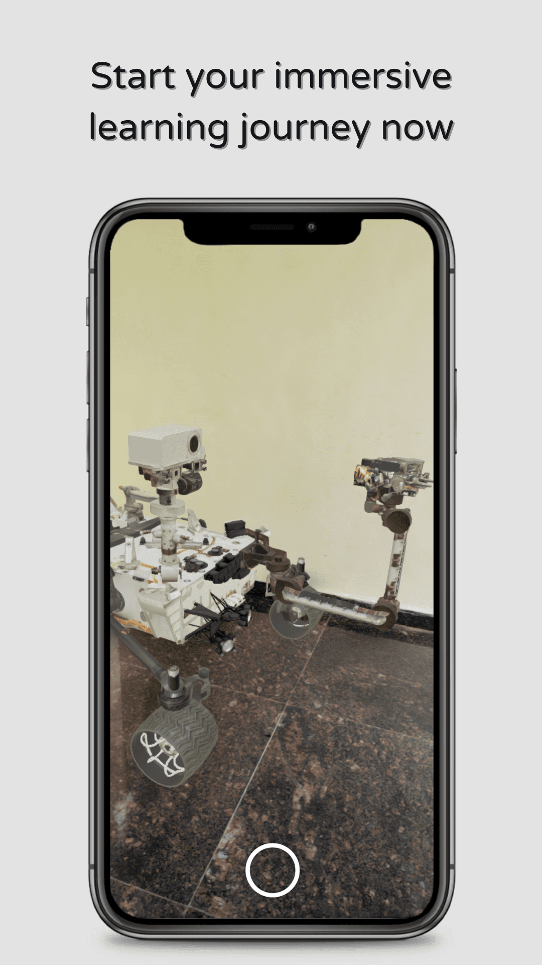 A Mars rover placed on the floor in AR